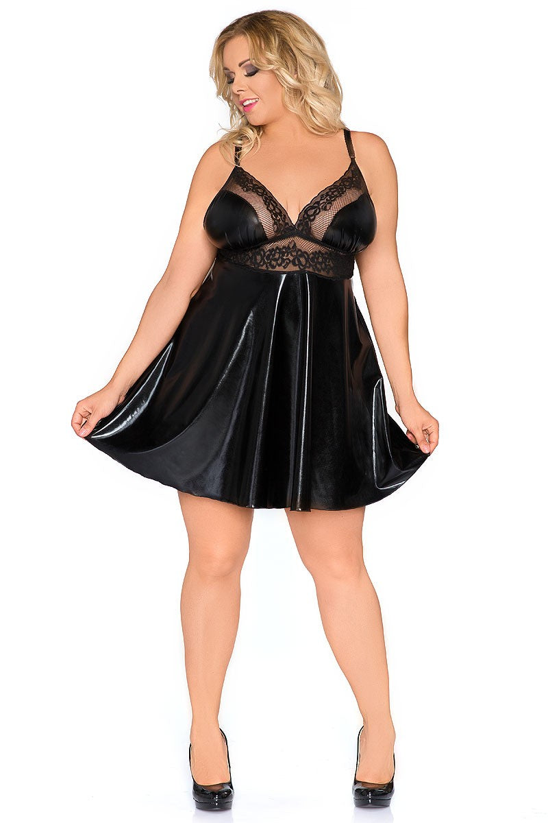 schwarzes Wetlook Babydoll Z/5001 von Andalea schwarzes Wetlook Babydoll Z/5001 von Andalea